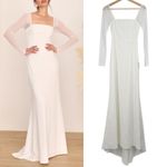Lulus  Lovingly Yours White Mesh Long Sleeve Maxi Dress Size XS Wedding Bride Photo 1