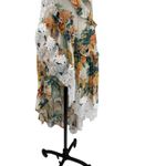 Anthropologie  V-Neck Ruffle Lace Slip Dress Floral White Multicolor Size US 4 Photo 4