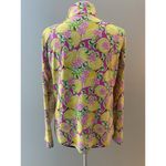 IBKUL Calista Hot Pink 1/4 Zip Shirt Large Yellow Lemons Mesh Long Sleeve UPF50+ Photo 3