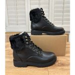 Bandolino Womens Livia 3 Combat Black Boots Size 6.5 NWOB Plush Collar Edgy Cozy Photo 1