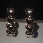 Vintage Silver Tone Dainty Half Hoop Heart Pierced Earrings Photo 1
