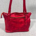 Women's Red Leather Shoulder Bag Woven Design Casual Handbag Photo 1