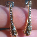 Simulated White Diamond Stainless Steel and Brass Earrings Photo 0