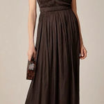 J.Crew NWT  Collection Ruched Maxi Dress Luster Georgette Deep Chocolate Photo 0