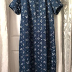 Vintage Original TY Wear Floral Denim 100% Cotton maxi jean Dress plus sz 1X Blue Photo 0