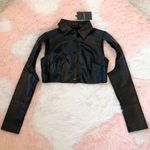 Edikted Leather Sleeve Cutout Crop Top Photo 1