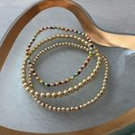 Set Of 3 Gold Beaded Bracelets Photo 0