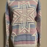 None EUC Vintage Pink & Blue Snowflake Pastel Sparkle Sweater size large Photo 0