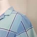 Vintage Y2K Cabin Creek Blue Plaid Button Down Shirt Cropped Short Sleeve PL Size L Photo 3