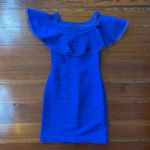 Tadashi Shoji  Tobara Pintucked Off Shoulder Ruffle Dress Electric Blue~ XS 🧡🎀 Photo 12