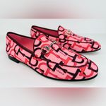 Gucci Jordaan Horsebit Logo Print Pink Fabric Flat Barbie Loafers Size EU 40 Photo 9