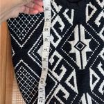 Geometric pattern black and white knit natural fabric tote shoulder Bag purse Photo 5