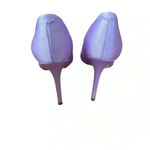 Amara Ostrich Pumps Lilac Pointed toe heeled tag satin feather silver heart.Sz39 Purple Size 8.5 Photo 4