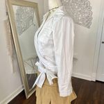 Diane Von Furstenberg  Elegant Preppy Coquette White Cotton Wrap Blouse 6 / S Photo 2