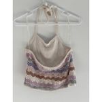 American Eagle Womens Size Medium Pastel Cropped Crochet Halter Boho Beachy Purple Photo 1
