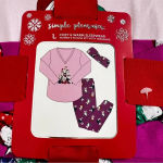 Simple Pleasures Pajama Set With Headband Size Large Cat Print Pink Magenta Pant Photo 1