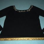 Tiara International jeweled details black long sleeve sweater NEW size L Photo 5