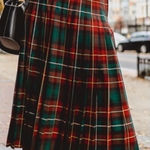 FLORENCE WALSH Vintage Plaid Pleated Wool Kilt Size 14 Red Photo 0