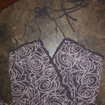 BCBG Paris S Silk Halter Formal Abstract Roses Pattern Maxi Dress in Gray Pink Photo 8