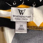 Worthington 2X-Large Top Geometric Cap Sleeve Stretch Wide Neck Rear Zipper Photo 6