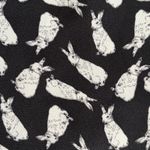 Moon Top Rabbit Print Blouse Black White Exaggerated Peter Pan Collar Bow Tie Photo 9