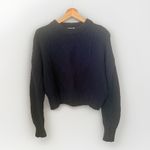 All : Row Sadie Knit Cropped Navy Textured Preppy Nautical Chunky Sweater Large Blue Photo 1