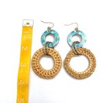 Double Disk Rattan and Resin Combo Earrings Tan Photo 1