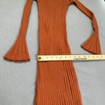 Maxi Dress S Orange Bodycon Bell Sleeve Ribbed Knit Flare Bottom Long Sleeve Photo 5