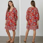 Velvet Lilah Dress in Rouge Medium Bohemian Indian Cotton 70s Floral Summer Red Photo 1