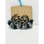 Shiraleah Statement‎ Fringe Tassel Beaded Earrings Dangle Drop Black Gray Gold Photo 1