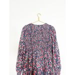 Boden Smocked Bodice Mini Dress Size 12L Blue Floral Long Sleeve Boho Preppy Photo 12