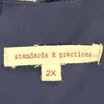 Standards & Practices Floral Navy Dress With Long Sheer Sleeves Tie at wrist Size 2X Photo 6