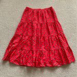 Ann Taylor  Tiered Full Body Maxi Skirt Size Medium Bright Red Pattern Like New Photo 0