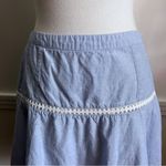 White House | Black Market  • Chambray Blue Soft Skirt Embroidered Trim Eyelet Photo 1