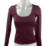 Aritzia Contour Womens Purple Stretch Scoop Neck Long Sleeve Tee T-shirt Top S Photo 0