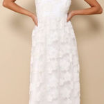 Lulus NWOT  Medium Delightful Charisma White Embroidered Sequin Mesh
Midi Dress Photo 0