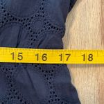 J.Crew  Navy Blue Cotton Eyelet Dress V Neck 3/4 Sleeve Scalloped‎ Hem Women's 14 Photo 8