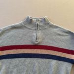 Striped Quarter Zip Crop Sweater Gray Size M Photo 3