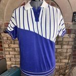 polo shirt striped diagonal blue navy white 1980s Size XL Photo 0