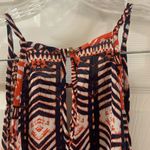 A'Gaci A’gaci Navy/Orange Print Keyhole Neck Tank M Photo 6