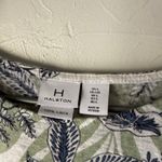 Halston 100% Linen Floral‎ Green Blue White Short Sleeve Top Size L Size L Photo 2