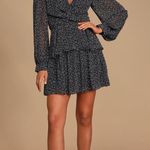 Lulus Tell You I Love You Black Floral Print Twist-Front Mini Dress Photo 0