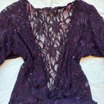 Beautiful purple plum silver sequin floral lace wrap top / cardigan Size undefined Photo 2
