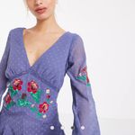 ASOS  DESIGN textured embroidered godet‎ skater mini dress with lace trims
Size O Photo 4