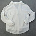 Zenana Gauzy Button Down Top Women's Large White Raw Hem Chest Pockets Beachy Photo 8