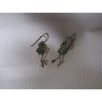 Vintage Green Frog Earrings With Dangle Legs Photo 2