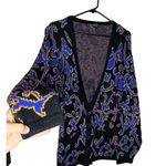 Counterparts Vintage Black & Purple Funky Button Front Cardigan Size Large Photo 2