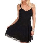 Free People Black Fit’n’Flare All Over Lace Mini Dress size M Photo 0