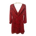 Madewell  Hazelwood Faux Wrap Dress 2 Red Floral Mini Long Sleeve V-Neck Boho Photo 3