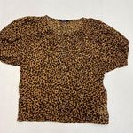 Madewell NWOT Painted Leopard Balloon Sleeve Button-Up Top size small (b3) Photo 4